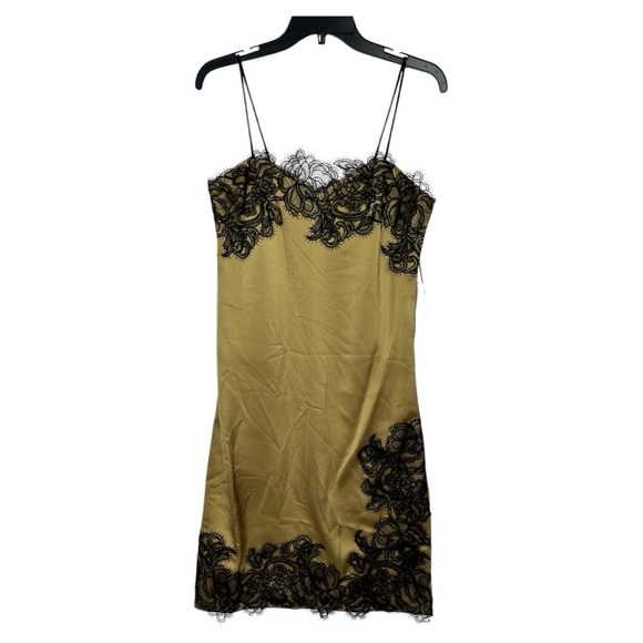 JAY GODFREY NWT WOMEN’S JACOBS GOLD SLIP SHEATH LACE MIDI DRESS SZ 4 - Picture 4 of 11